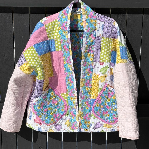 Handmade Upcycled Colorful Patchwork Women's Jacket - Picture 4 of 14